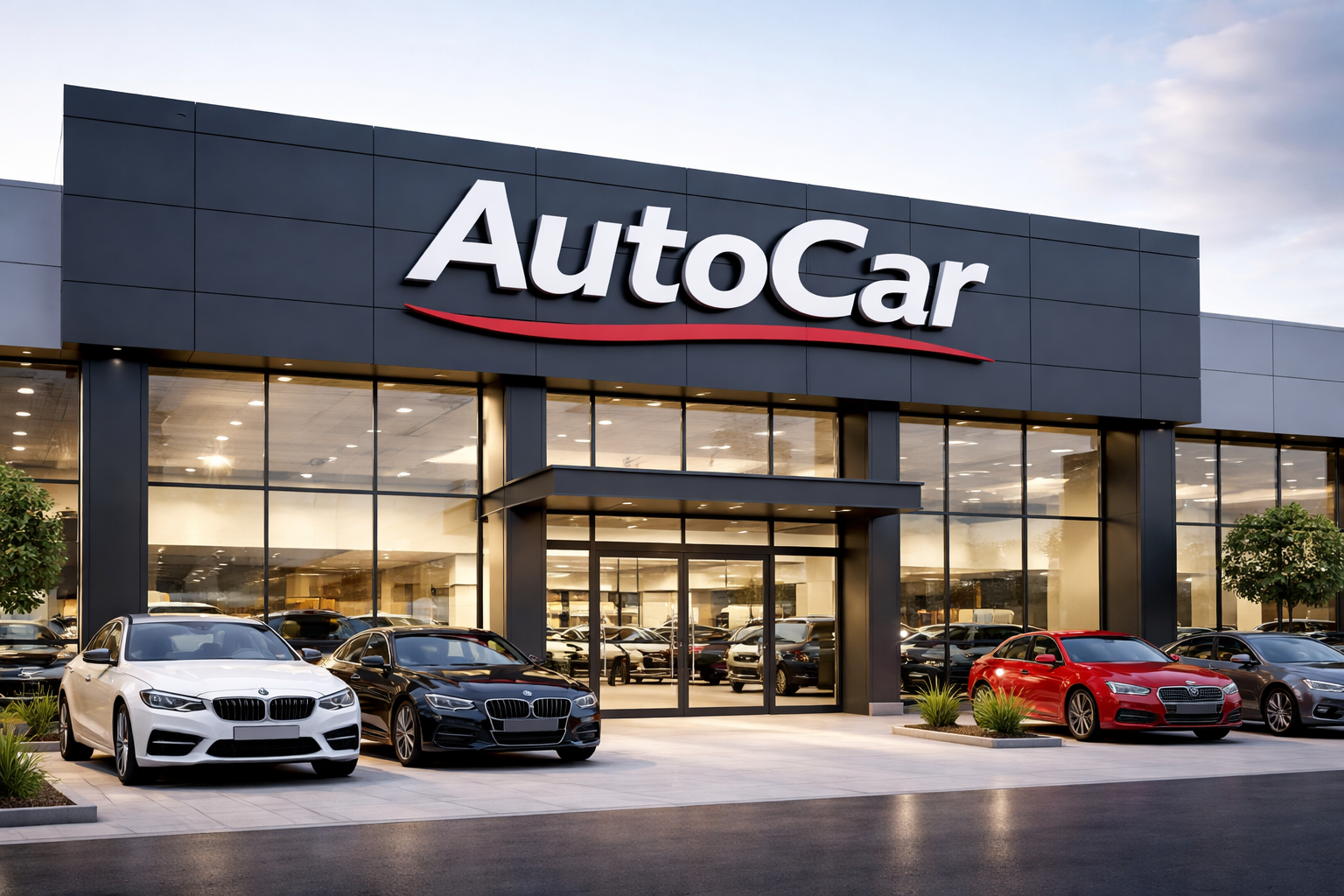 Fachada moderna da concessionária AutoCar